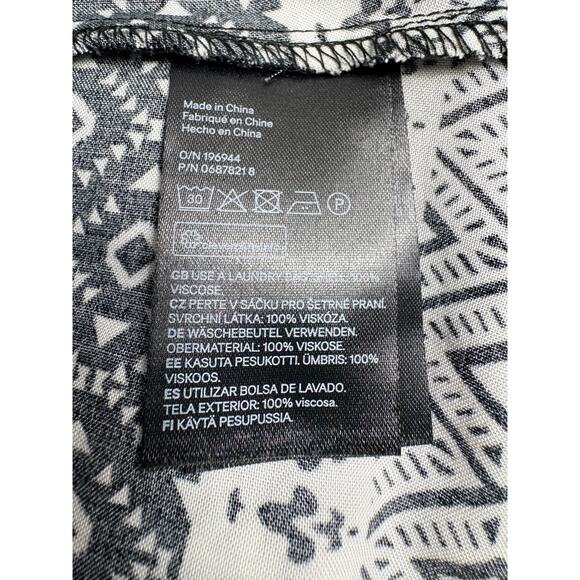 H&M Black and White Bohemian Style Dress Size 6 Elastic Waistband 3/4 Sleeve - Picture 7 of 7